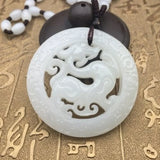 Koraba Jade Dragon Pendant Necklace Hand Carved Charm Jewelry