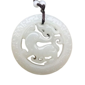 Koraba Jade Dragon Pendant Necklace Hand Carved Charm Jewelry