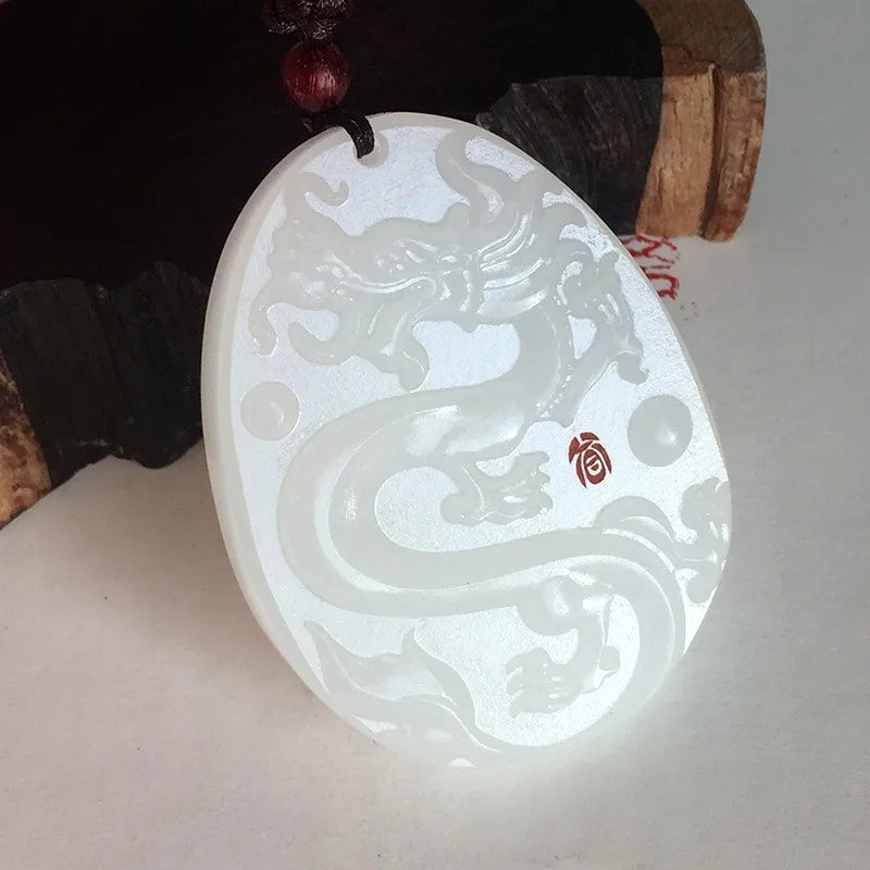 Koraba Jade Dragon Phoenix Pendant Necklace