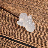 Koraba Natural Clear Agate Jade Angel Lucky Pendant Necklace 23x29mm