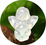 Koraba Natural Clear Agate Jade Angel Lucky Pendant Necklace 23x29mm