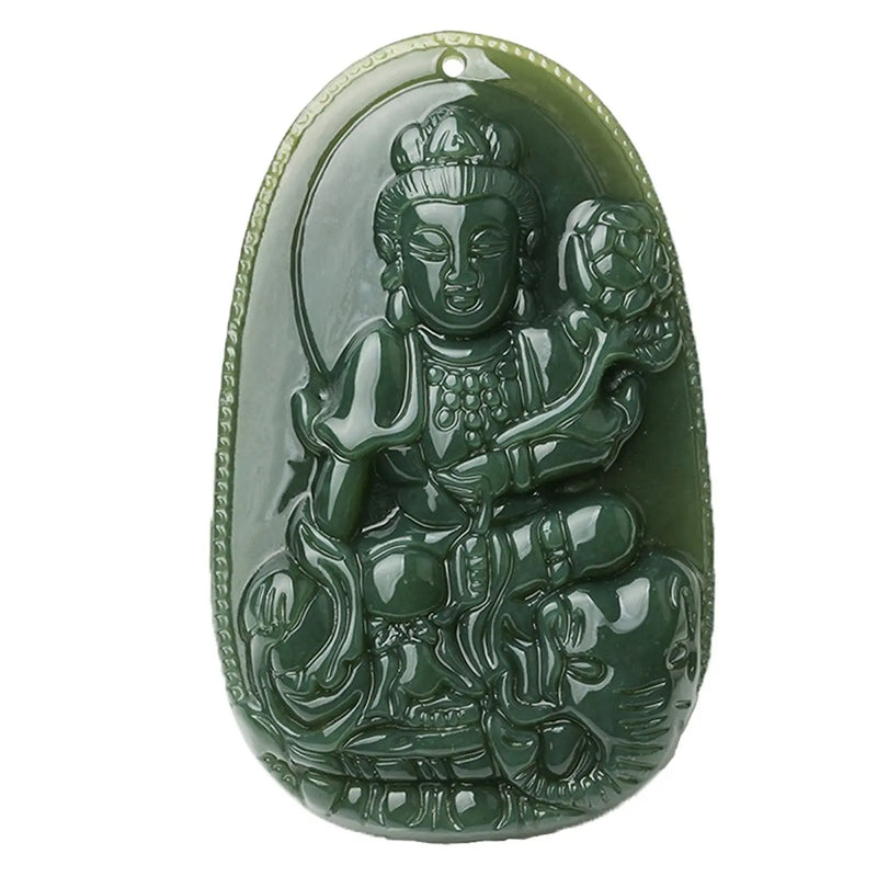 Koraba Green Jade Elephant Samantabhadra Bodhisattva Pendant