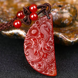 Koraba Natural Red Agate Dragon Phoenix Necklace Pendant