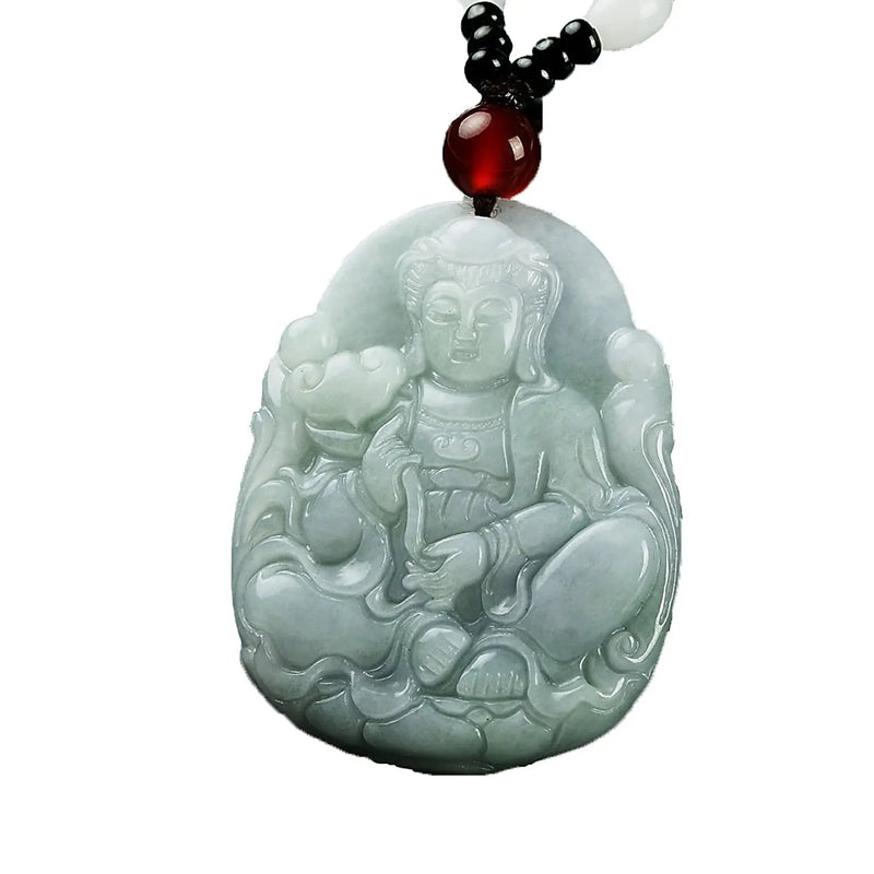 Koraba Jadeite A Jade Guan Yin Goddess of Mercy Pendant Necklace
