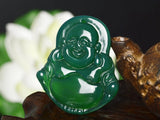 Koraba Green Agate Maitreya Buddha Pendant Necklace