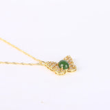 Koraba Green Jade Butterfly Necklace Women's Dainty Charm