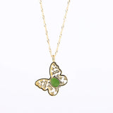 Koraba Green Jade Butterfly Necklace Women's Dainty Charm