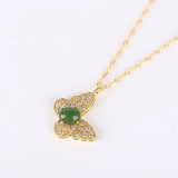 Koraba Green Jade Butterfly Necklace Women's Dainty Charm