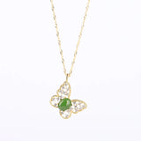 Koraba Green Jade Butterfly Necklace Women's Dainty Charm