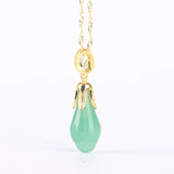 Koraba Natural Green Flower Dangle Necklace Jade Necklace