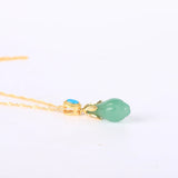 Koraba Natural Green Flower Dangle Necklace Jade Necklace