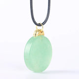 Koraba Natural Green Jade Donut Coin Pendant Necklace