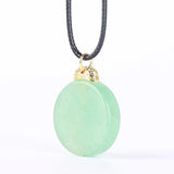Koraba Natural Green Jade Donut Coin Pendant Necklace