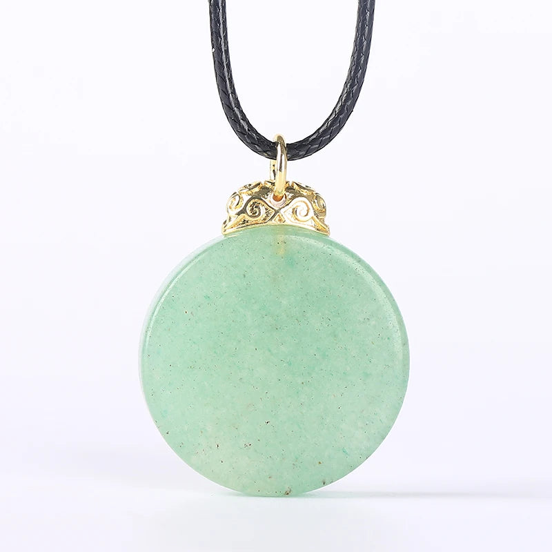 Koraba Natural Green Jade Donut Coin Pendant Necklace