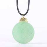 Koraba Natural Green Jade Donut Coin Pendant Necklace