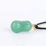 Koraba Green Jade Cabbage Pendant Necklace with Leather Cord
