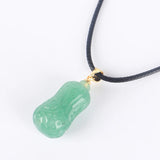 Koraba Green Jade Cabbage Pendant Necklace with Leather Cord