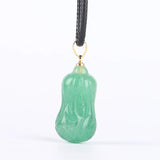 Koraba Green Jade Cabbage Pendant Necklace with Leather Cord