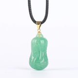 Koraba Green Jade Cabbage Pendant Necklace with Leather Cord