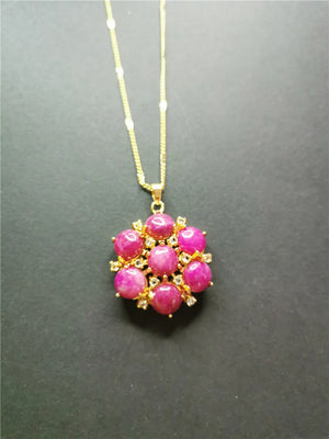 Koraba Pink Crystal Necklace & Jade Charm