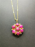 Koraba Pink Crystal Necklace & Jade Charm