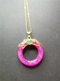 Koraba Pink Crystal Necklace with Jade Charm