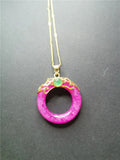 Koraba Pink Crystal Necklace with Jade Charm