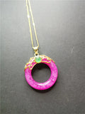 Koraba Pink Crystal Necklace with Jade Charm