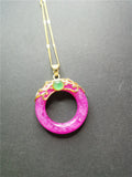 Koraba Pink Crystal Necklace with Jade Charm