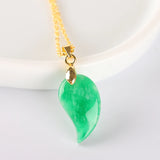 Koraba Green Jade Cashew Nut Pendant Necklace for Women