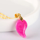 Koraba Root of Life Necklace Pendant Natural Pink Gem Cashew Nut Pendant