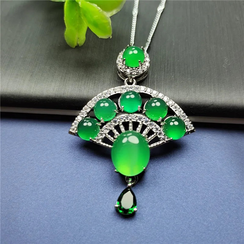 Koraba S925 Silver Chalcedony Pendant Necklace