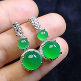 Koraba S925 Sterling Silver Green Jade Earrings