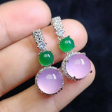 Koraba S925 Sterling Silver Green Jade Earrings