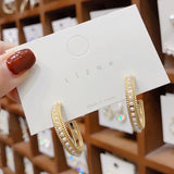 Korea Hoop Earrings Pair with Pearl for Women