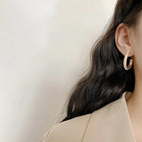 Korea Hoop Earrings Pair with Pearl for Women