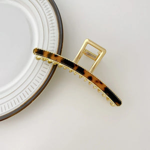 Korea Big Alloy Hair Claw Clips Acetate Geometric Hairpins for Women Girls