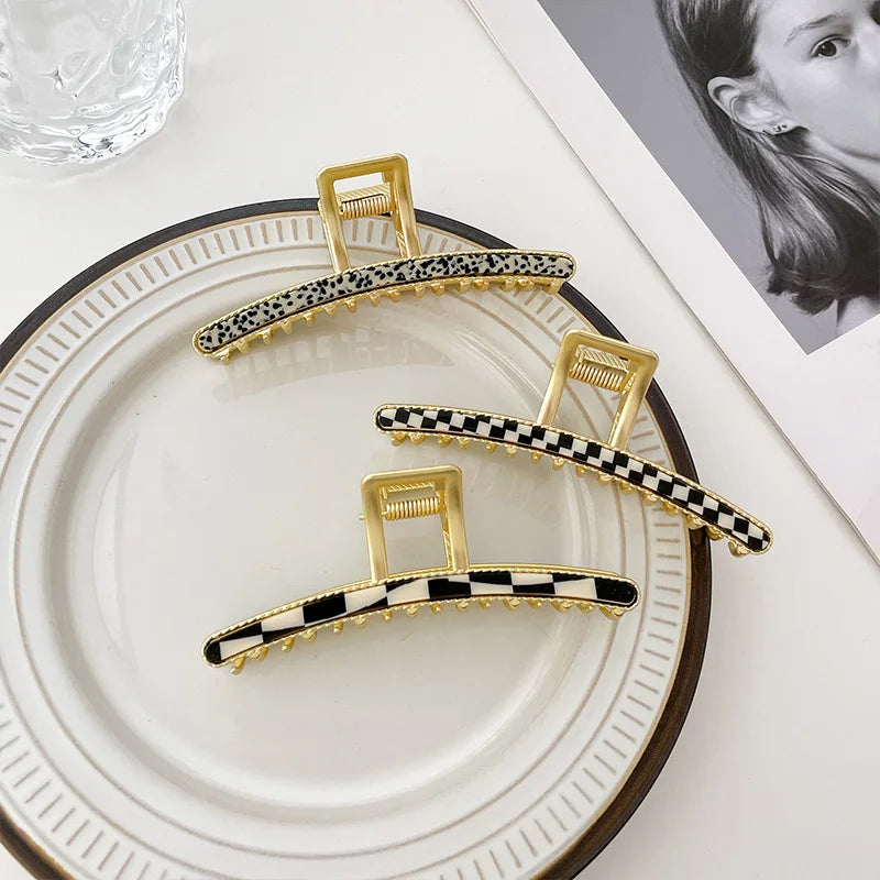 Korea Big Alloy Hair Claw Clips Acetate Geometric Hairpins for Women Girls