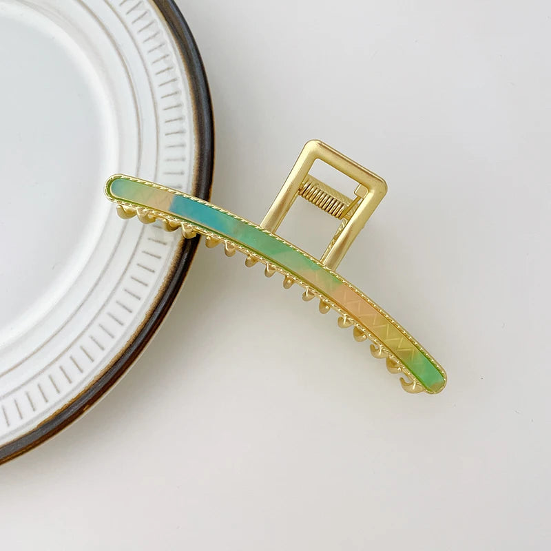Korea Big Alloy Hair Claw Clips Acetate Geometric Hairpins for Women Girls