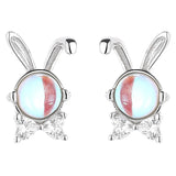 925 Sterling Silver Opal Rabbit Stud Earrings For Women Kids Party Jewelry