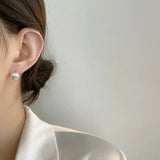 Korea 925 Silver Ins Net Red Round Bead Earrings