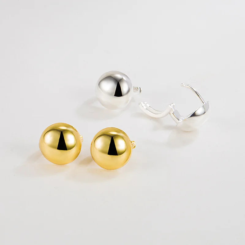 Korea 925 Silver Ins Net Red Round Bead Earrings