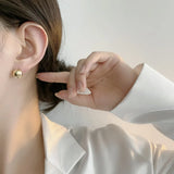 Korea 925 Silver Ins Net Red Round Bead Earrings