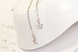 Korea 925 Silver Moon Star Necklace Silver Chain Choker Jewelry