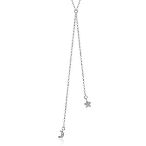Korea 925 Silver Moon Star Necklace Silver Chain Choker Jewelry