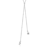 Korea 925 Silver Moon Star Necklace Silver Chain Choker Jewelry