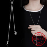 Korea 925 Silver Moon Star Necklace Silver Chain Choker Jewelry