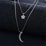Korea 925 Silver Moon Star Choker Necklaces Jewelry