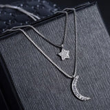 Korea 925 Silver Moon Star Choker Necklaces Jewelry