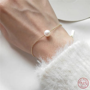 Korea 925 Sterling Silver Freshwater Pearl Bracelet for Women